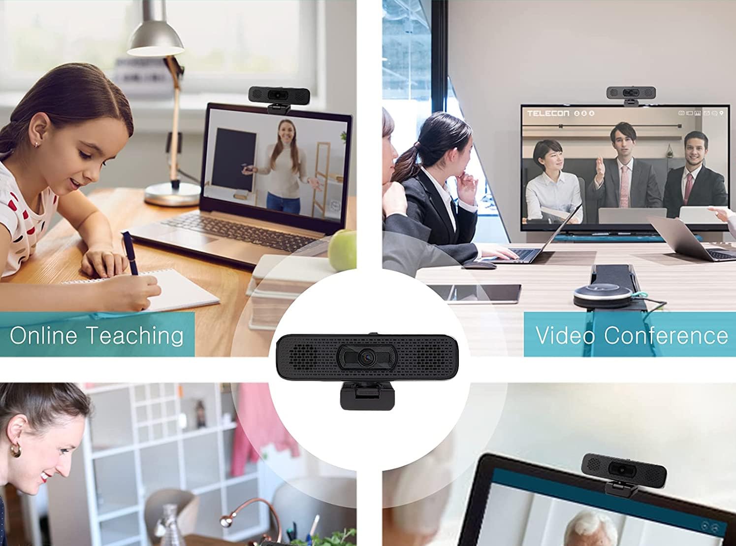 1080P HD Webcam with Dual Speakers & Built-in Mic, 90° Wide Angle USB Camera with Privacy Cover for Video Conferencing, Online Teaching, YouTube Streaming, Skype Calls, and Home Office Setup