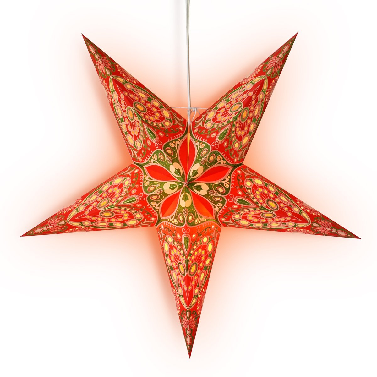 24 Pack Red Heart Glitter Paper Star Lanterns - Hanging Wedding Decorations, Party Supplies, Valentine's Day & Anniversary Decor - Perfect for Indoor & Outdoor Events