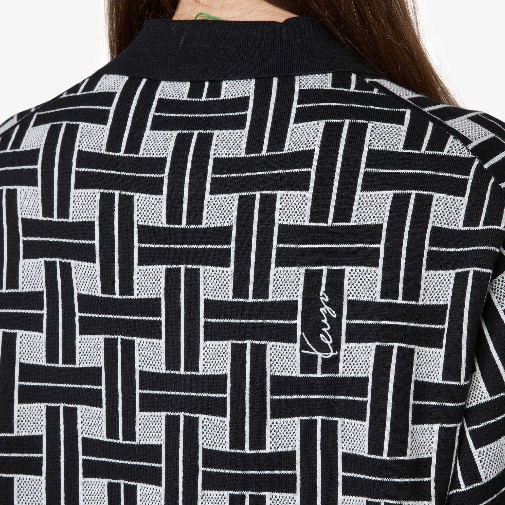 KENZO Weave Embroidered Polo Shirt for Men - Black Cotton Casual Wear for Office & Weekend Outings