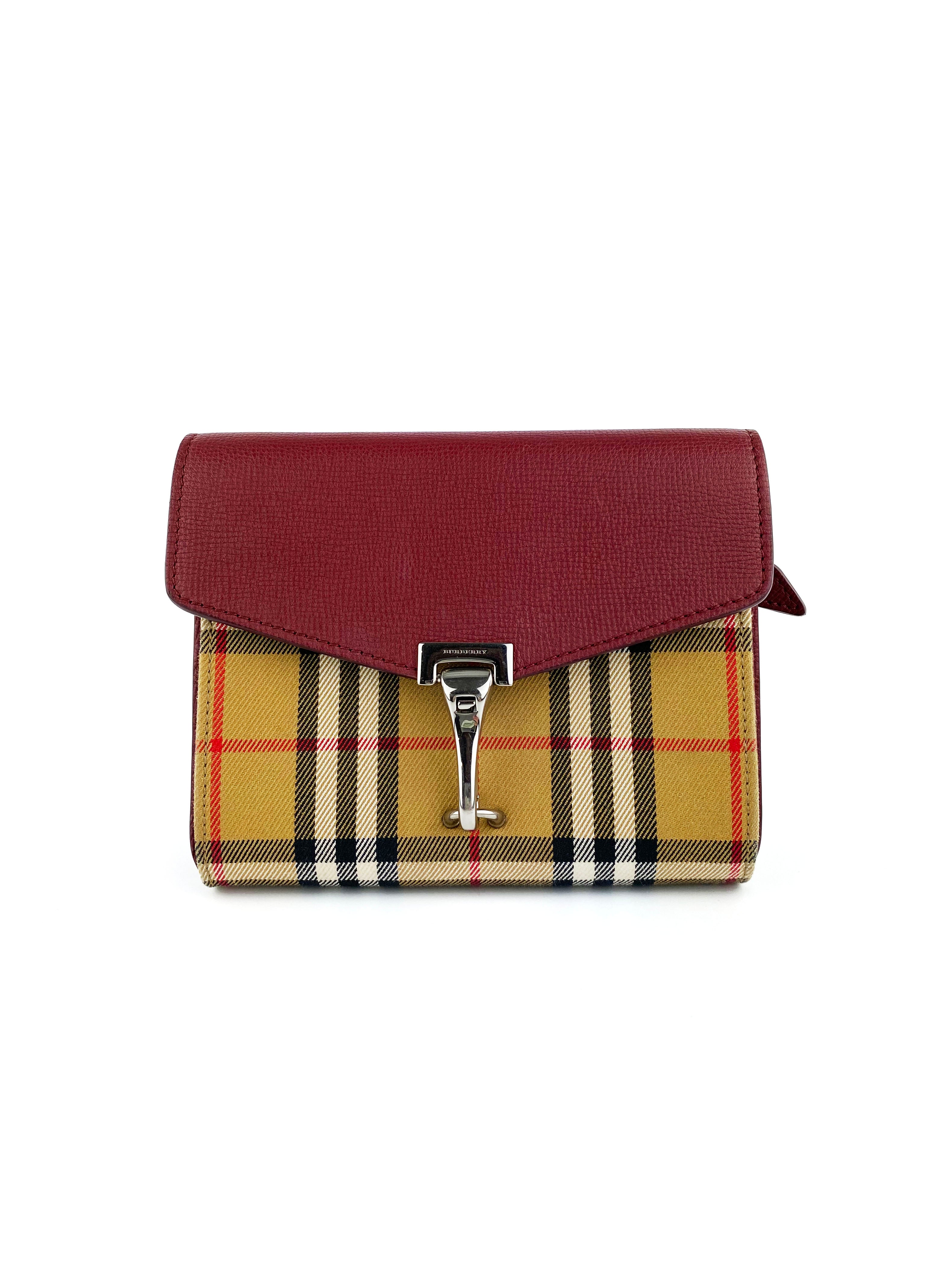 Burberry Red Check Leather Handbag for Women - Luxury Designer Tote & Shoulder Bag for Work, Travel & Everyday Use