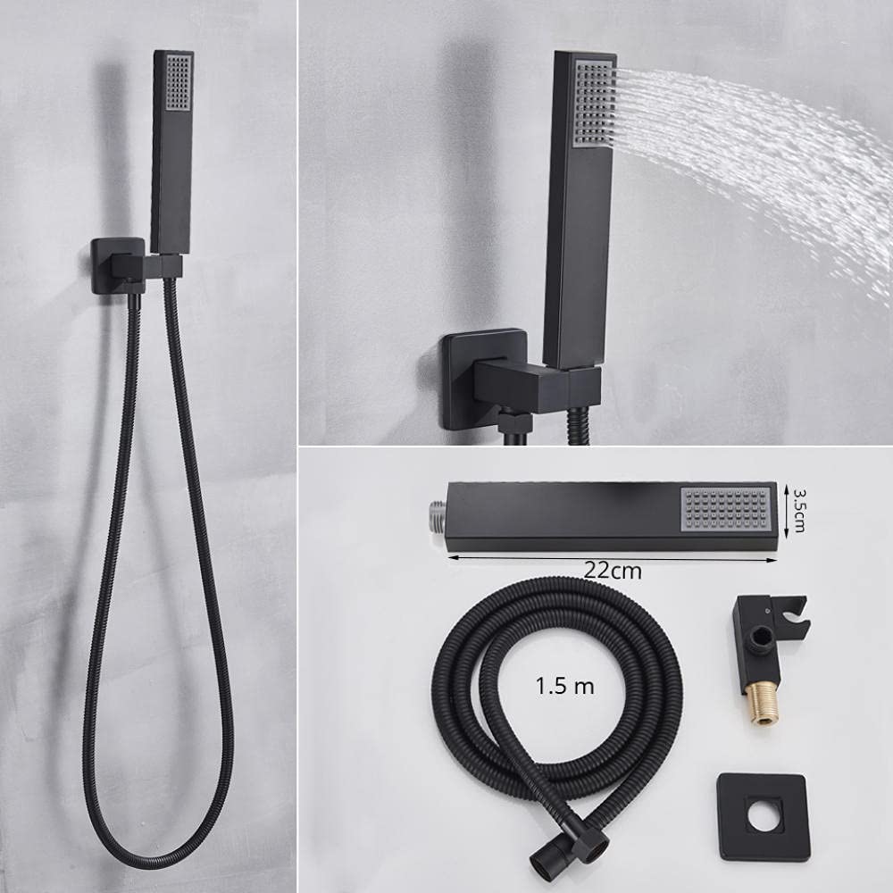 Premium Matte Black Rainfall Shower Faucet Set - 12 Inch Wall Mounted Shower System with Bathtub Mixer | Modern Bathroom Upgrade for Spa-Like Experience