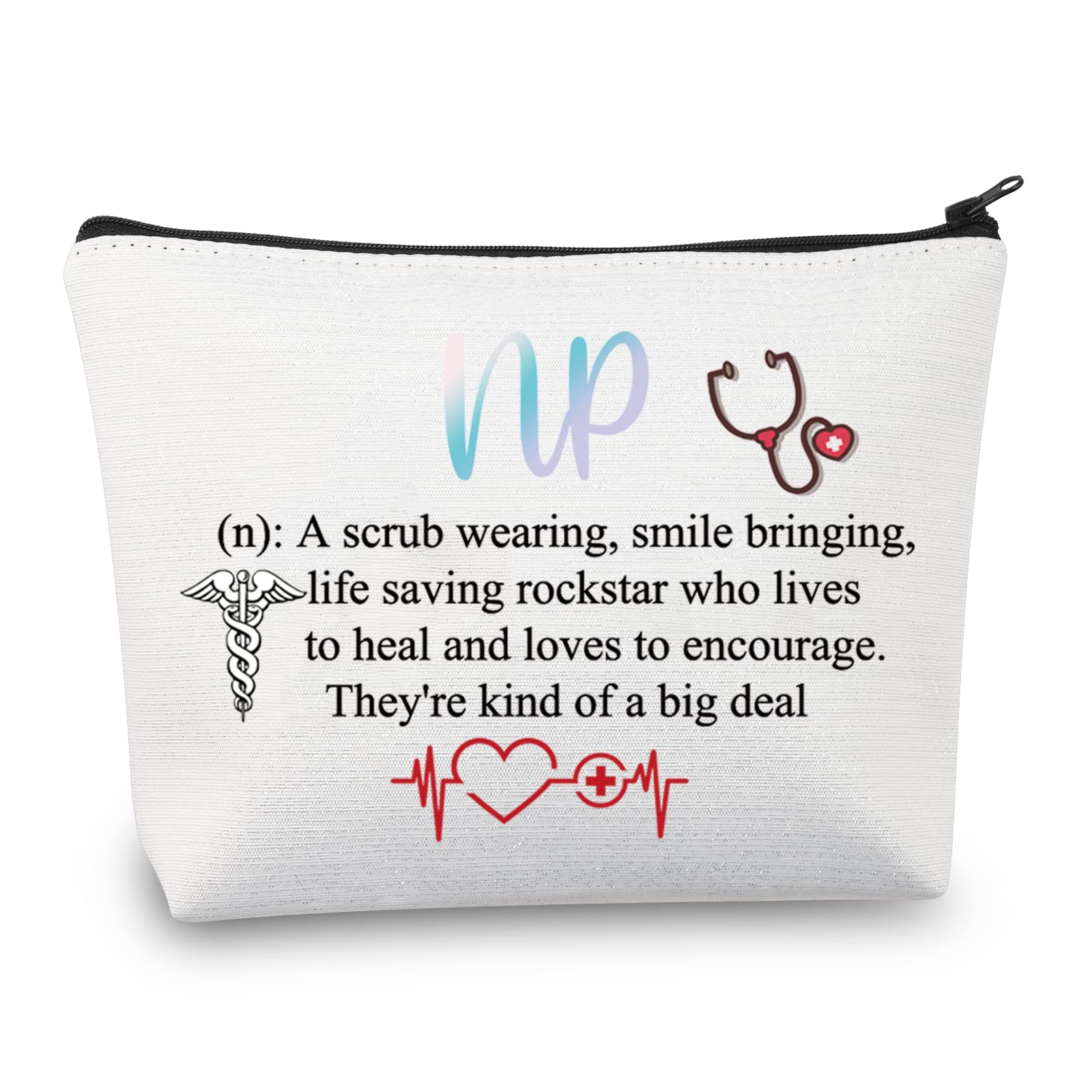 NP Nurse Practitioner Gifts - White Cosmetic Makeup Bag for Graduation, Travel & Appreciation | Perfect Nursing Gift for Students, Professionals & Healthcare Workers | Ideal for Work, School & Daily Use