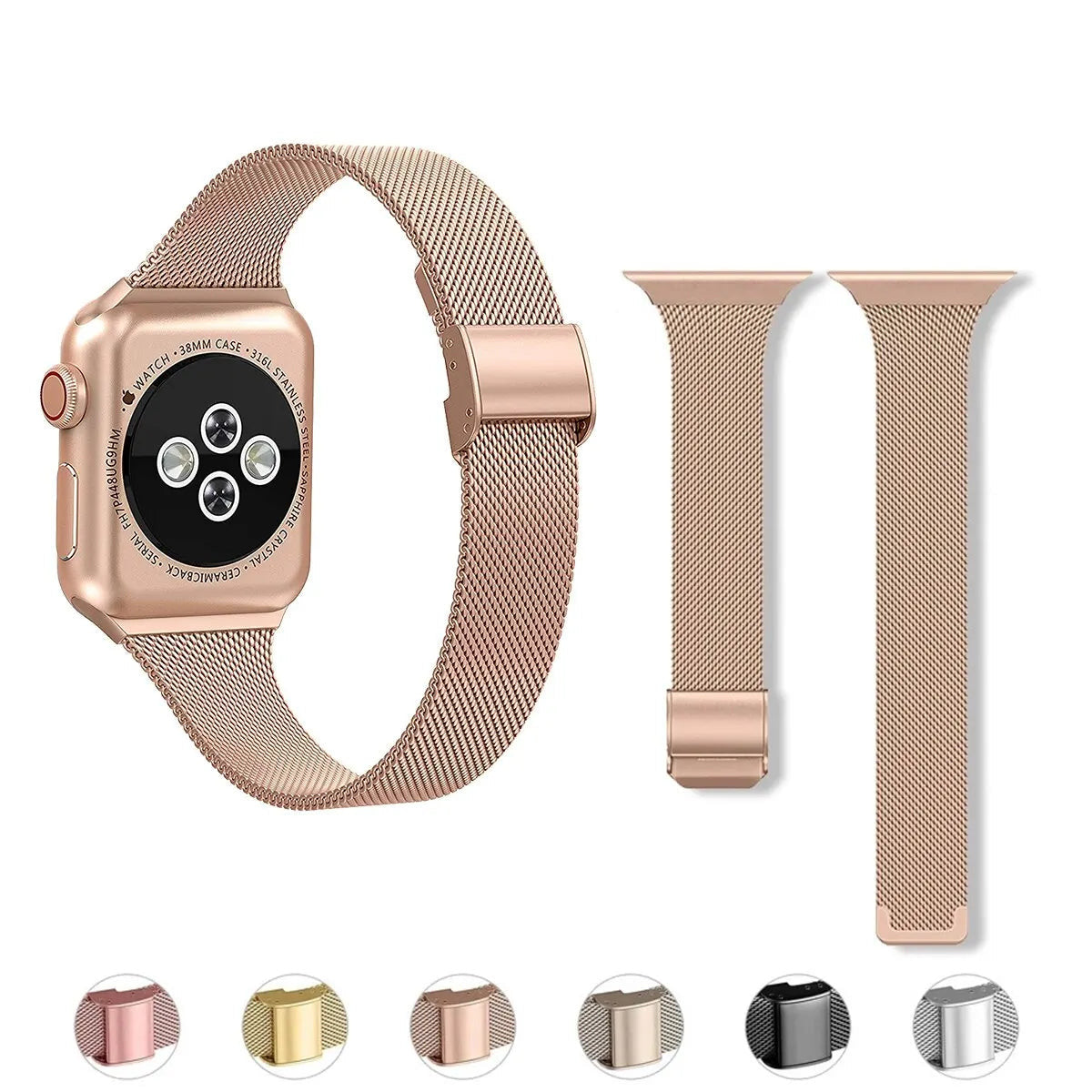 Slim Milanese Loop Stainless Steel Watch Band with Secure Magnetic Clasp - Compatible with Apple Watch & Smartwatches for Workout, Office & Everyday Wear