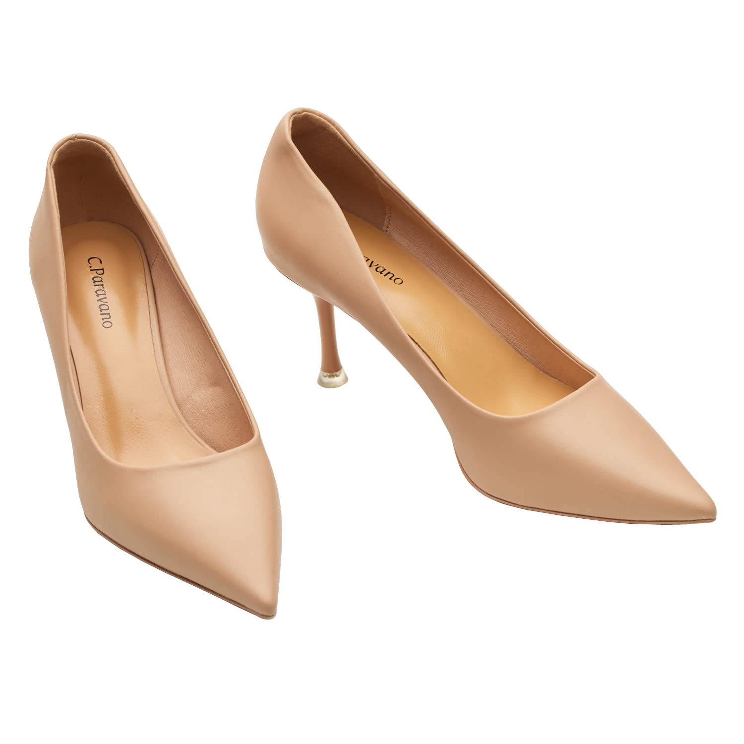 C.Paravano Women's Kitten Heels - Pointed Toe Stiletto Pumps for Party & Evening Wear - Comfortable Low Heels for Work, Office & Special Occasions
