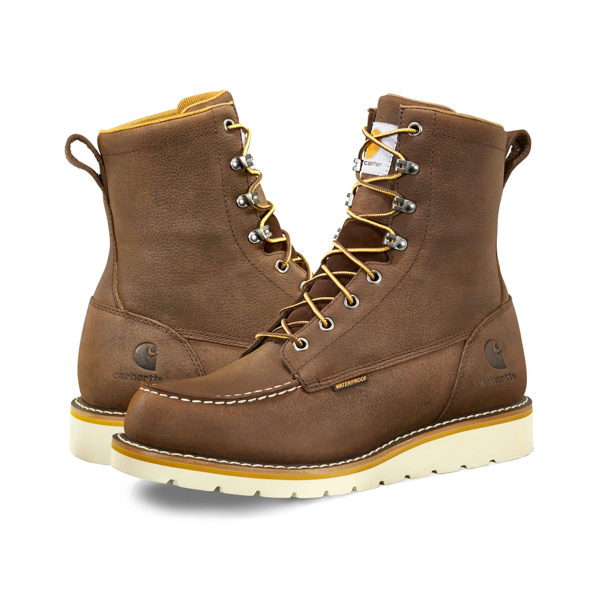 Carhartt Men's Waterproof 8-Inch Moc Soft Toe Wedge Work Boot - Durable & Comfortable for Construction, Landscaping and Outdoor Work