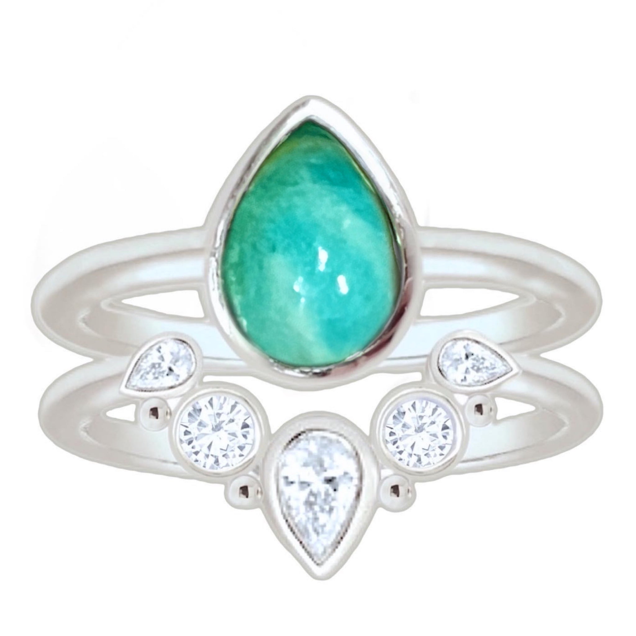 Laihas Queen of Cups Topaz & Amazonite Ring Set – Elegant Gemstone Jewelry for Women, Perfect for Gifts, Parties & Everyday Wear