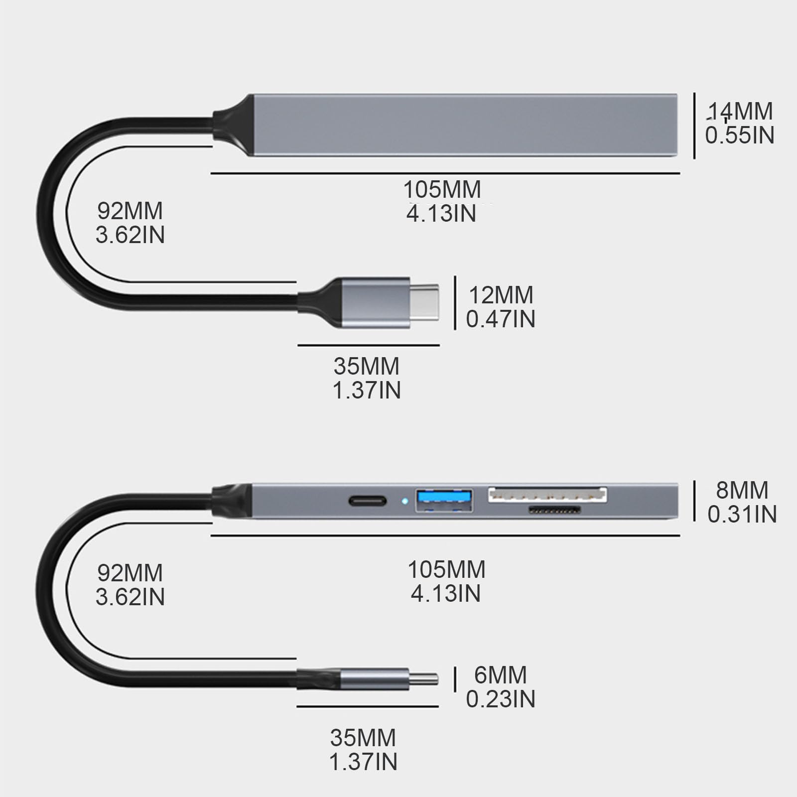 Limtula 5-in-1 USB C Hub with 3 USB 3.0 Ports, USB 2.0, SD/TF Card Reader - Aluminum Alloy Portable Adapter for MacBook, Laptop, Phone, Desktop - Perfect for Office Work, Travel & Data Transfer