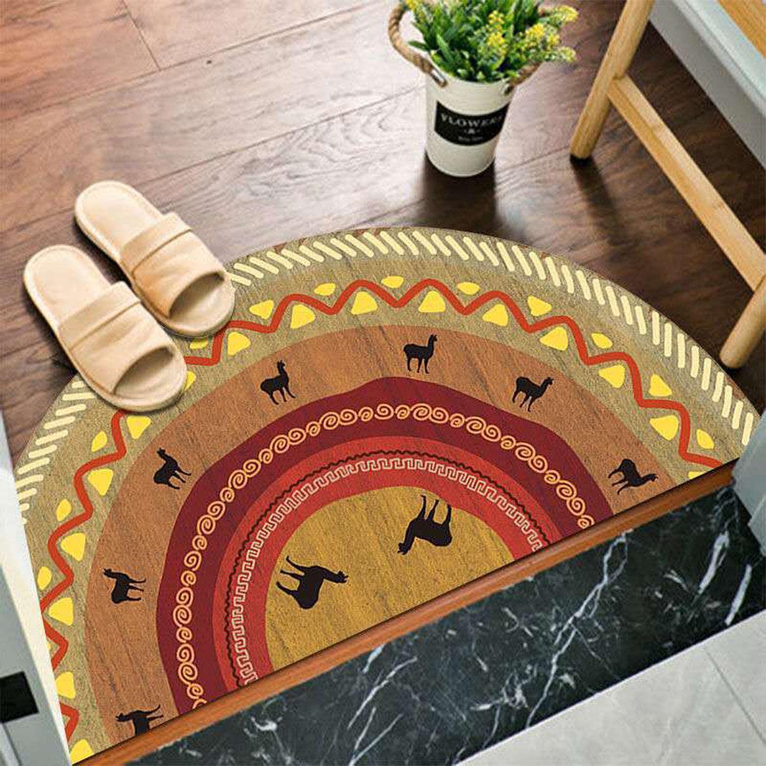 Non-Slip Half Round Door Mat 35.4