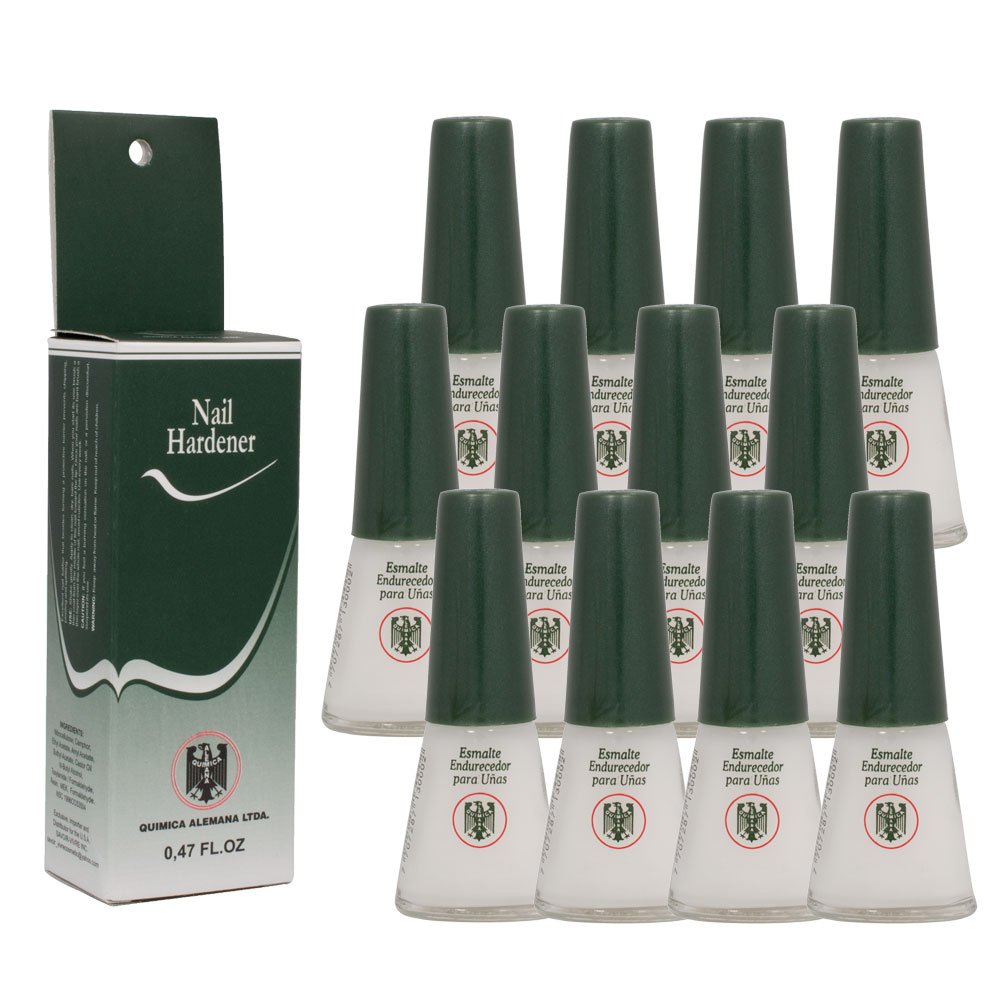 12 Bottles Quimica Alemana Nail Hardener 0.47 Oz - Professional Nail Strengthener for Stronger, Healthier Nails - Perfect for Home Manicures & Salon Use