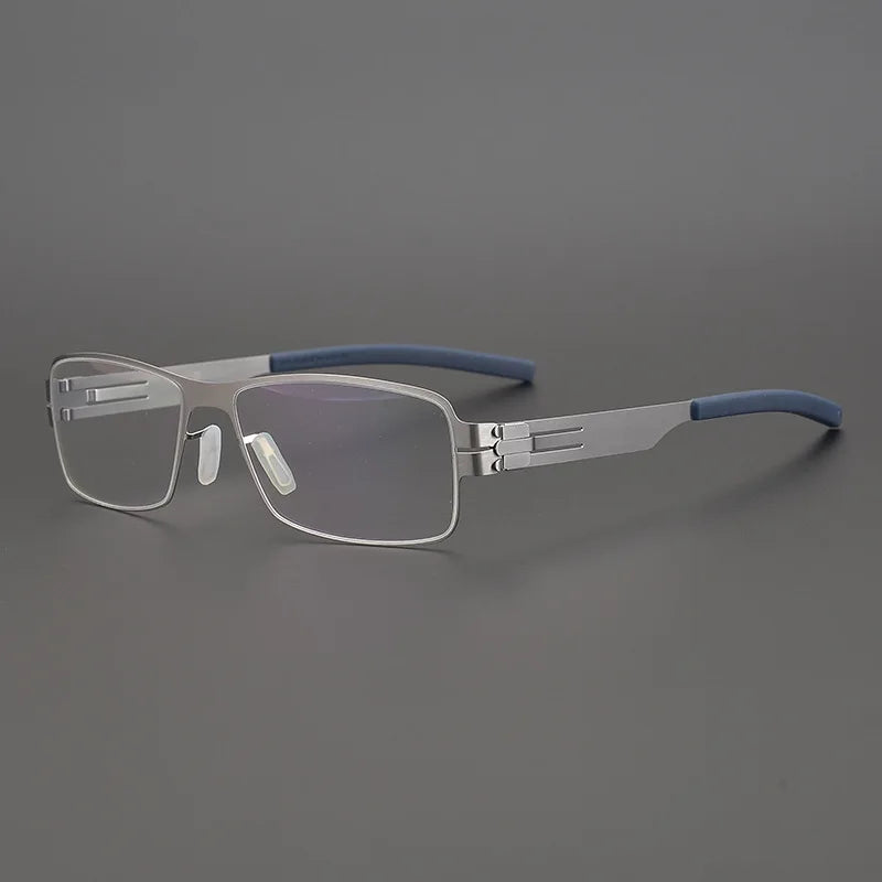 Black Unisex Full Rim Square Screwless Steel Eyeglasses Frame 4294 - Stylish & Durable for Work, Reading & Everyday Wear