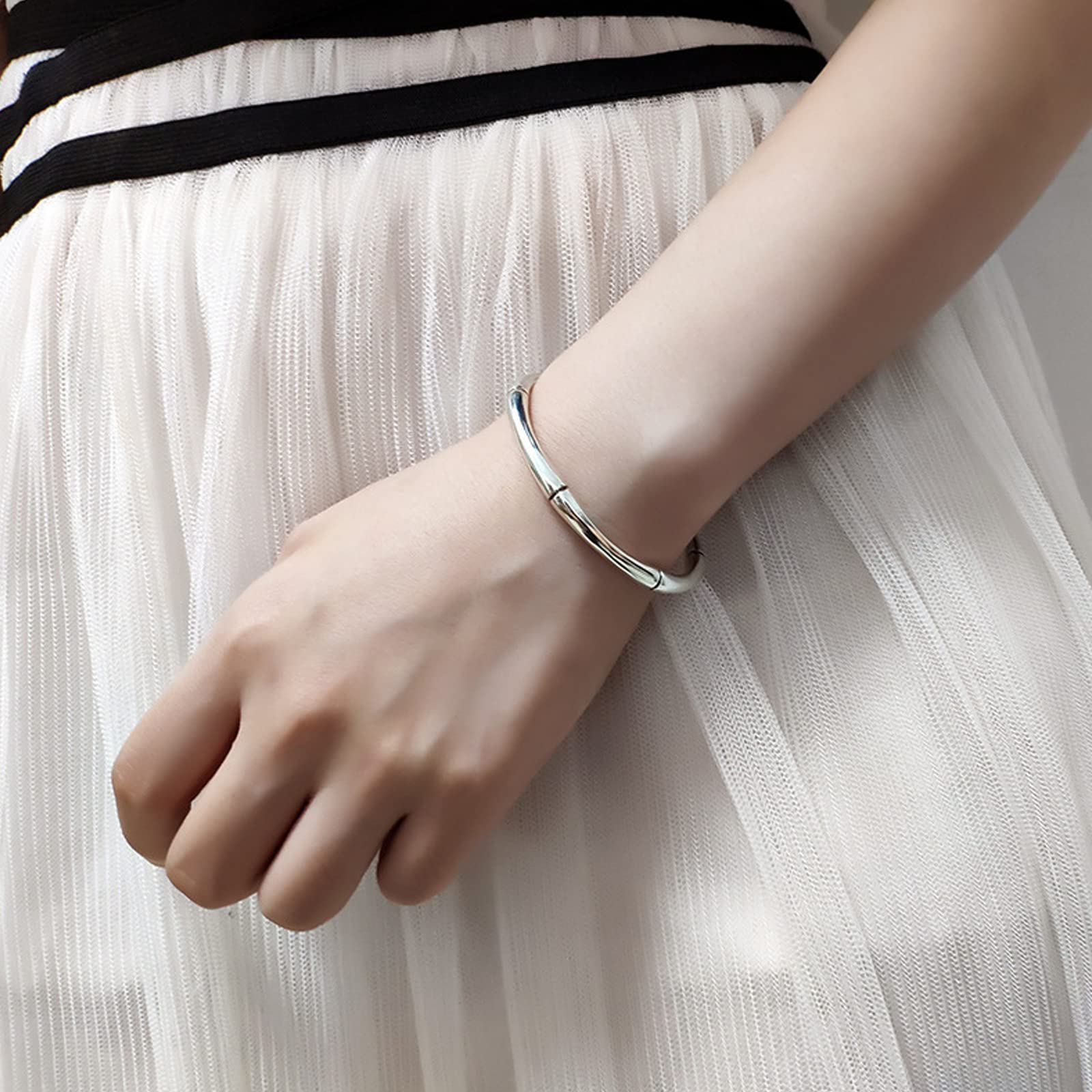 925 Sterling Silver Cuff Bangle Bracelet for Women | Solid Silver Adjustable Bangle | Elegant Jewelry for Everyday Wear, Parties & Gifts