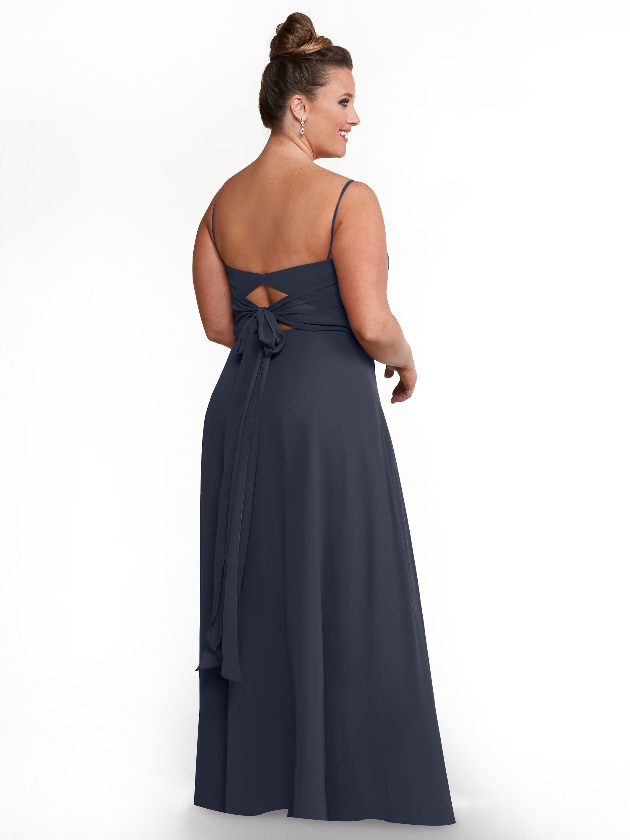 Elegant A-Line Bridesmaid Dresses with Flowy Chiffon Skirt & Thigh High Slit - Perfect for Weddings, Formal Events & Special Occasions