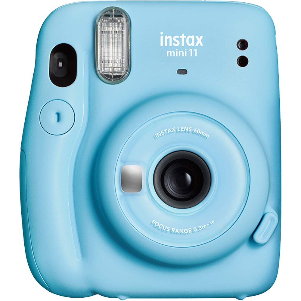 Fujifilm Instax Mini 11 Instant Camera Kit - Sky Blue with Twin Pack Film, Rainbow Film, Protective Case & Travel Stickers | Perfect for Travel, Parties, Birthdays & DIY Scrapbooking