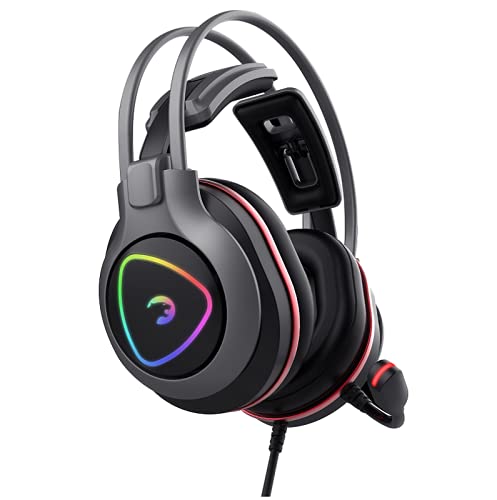 GAMEPOWER Ranger USB Gaming Headset with 7.1 Virtual Surround Sound - Wired RGB LED Headphones, 53MM Drivers, 360 Spatial Audio & Noise Cancelling Mic for PC, PS4, PS5 (Black) - Perfect for Competitive Gaming & Immersive Entertainment