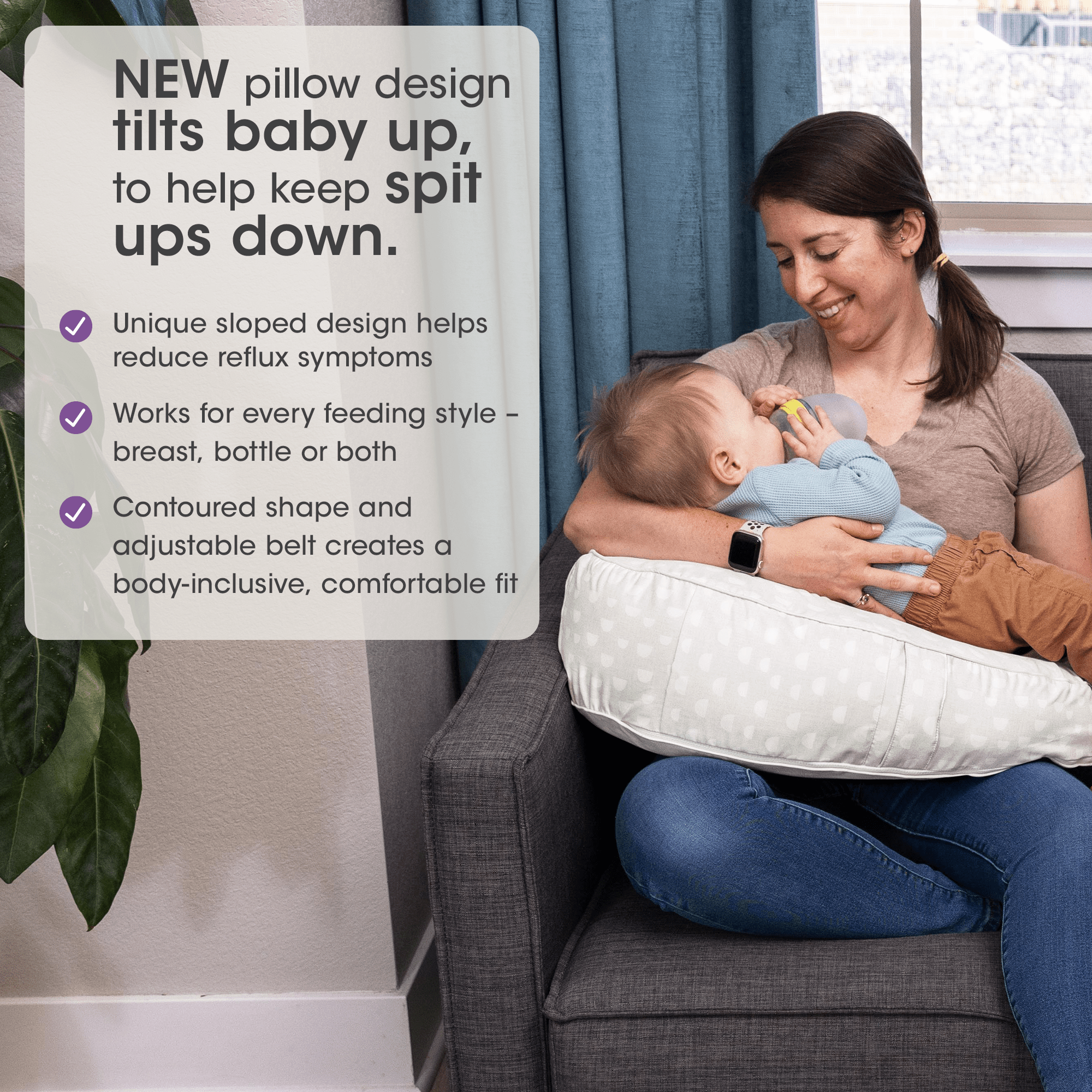 Boppy Uplift™ Nursing Pillow - Comfortable Breastfeeding Support for New Moms - Perfect for Nursing, Bottle Feeding & Tummy Time