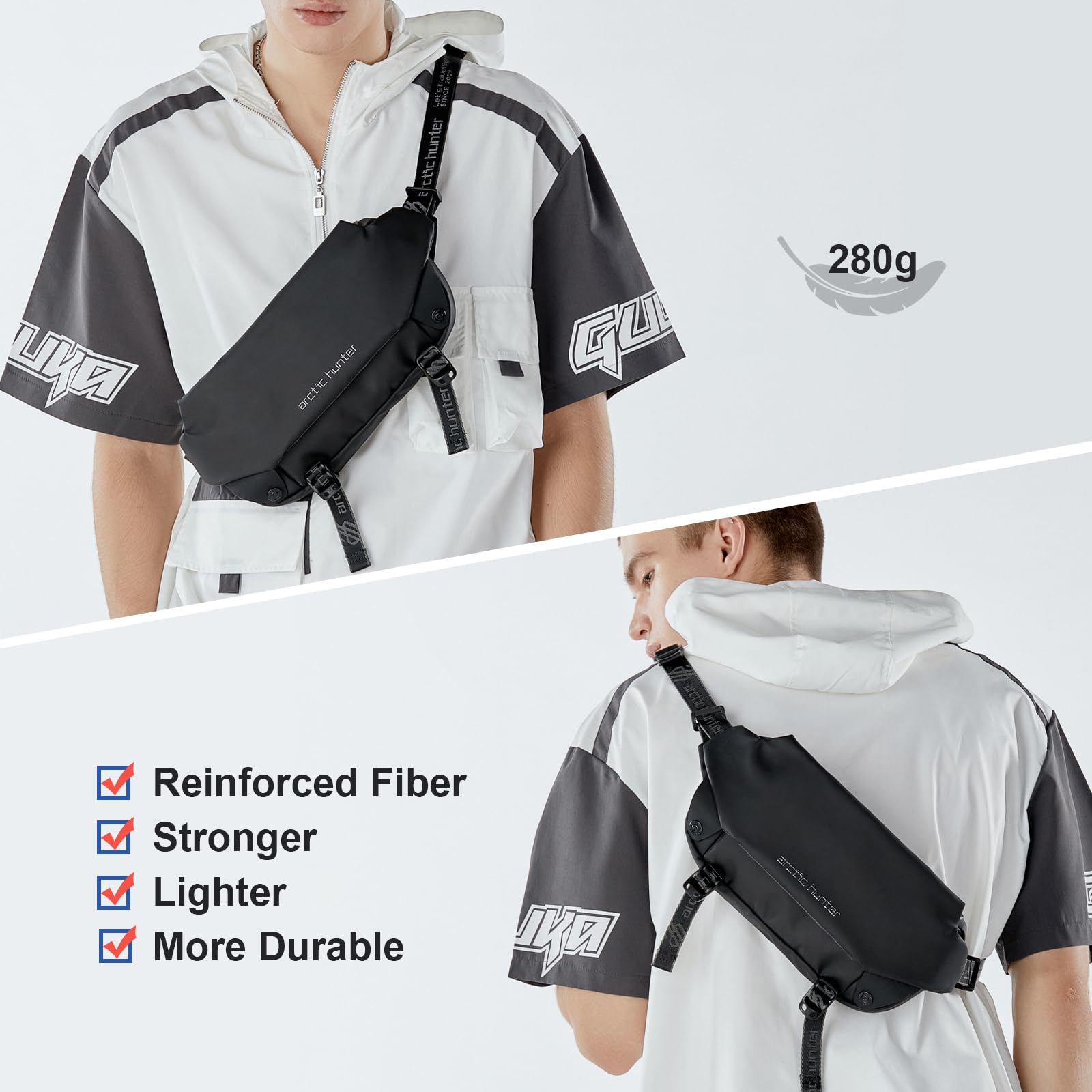 Lightweight Waterproof Sling Bag for Men & Women - Compact Crossbody Shoulder Bag for Travel, Hiking, Gym & Everyday Use - Durable & Comfortable for Outdoor Activities, Commuting & Casual Wear - Black