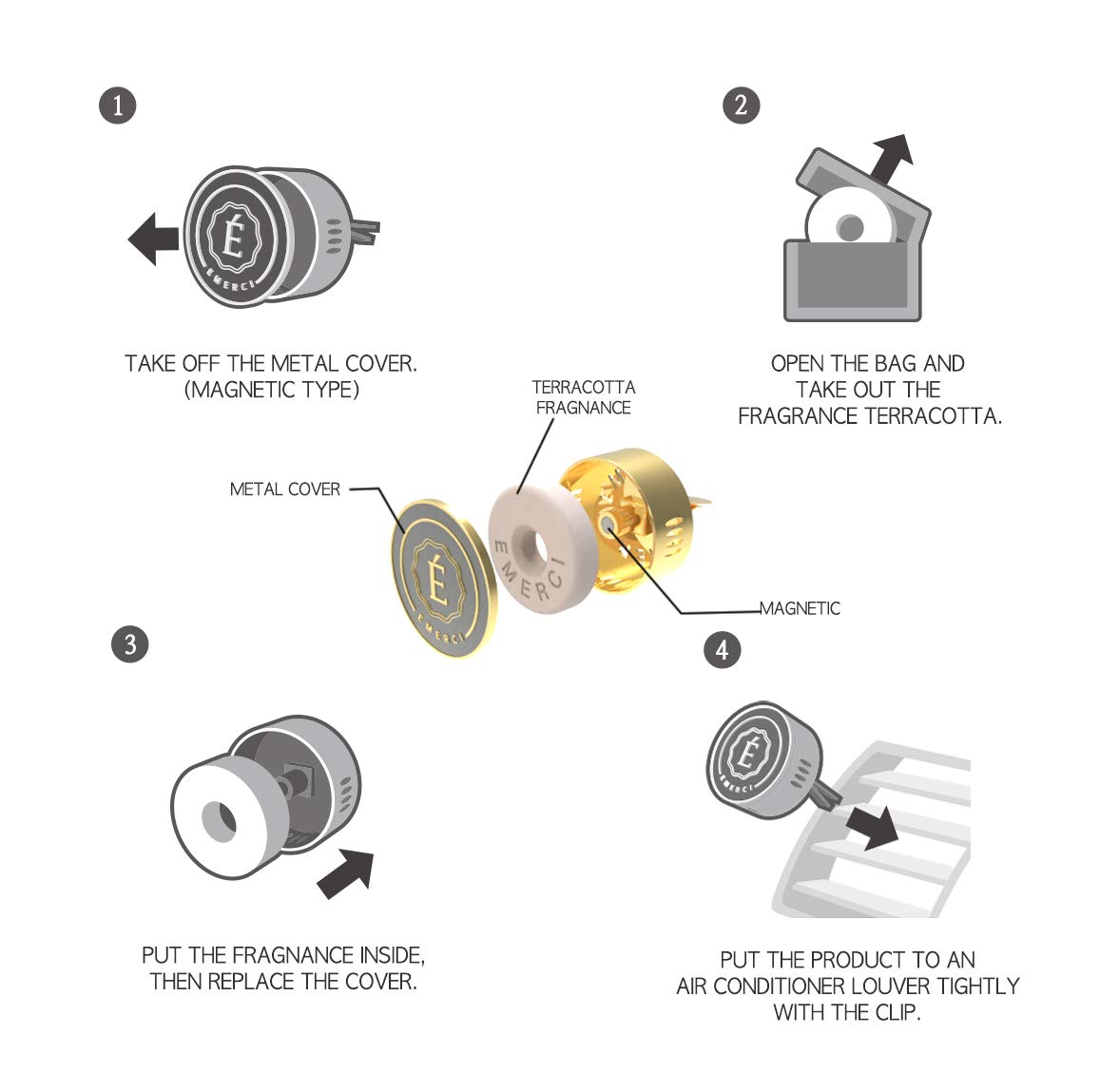 Premium Magnetic Car Air Freshener Vent Clip - Luxury Aromatherapy Diffuser with Terracotta Mint Arpege Scent | Alloy Design for Cars, Trucks & SUVs | Long-Lasting Fragrance for Road Trips & Daily Commute
