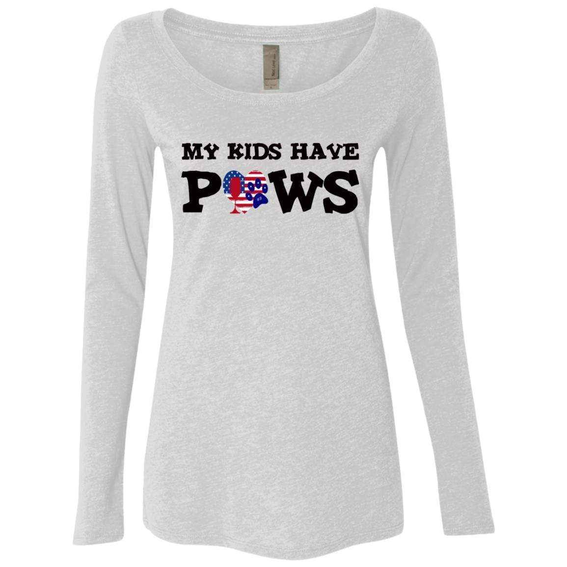 My Kids Have Paws Women's Long Sleeve Scoop Neck Tri-Blend T-Shirt - Soft & Comfortable Pet Lover Apparel for Casual Wear & Dog Mom Outfits