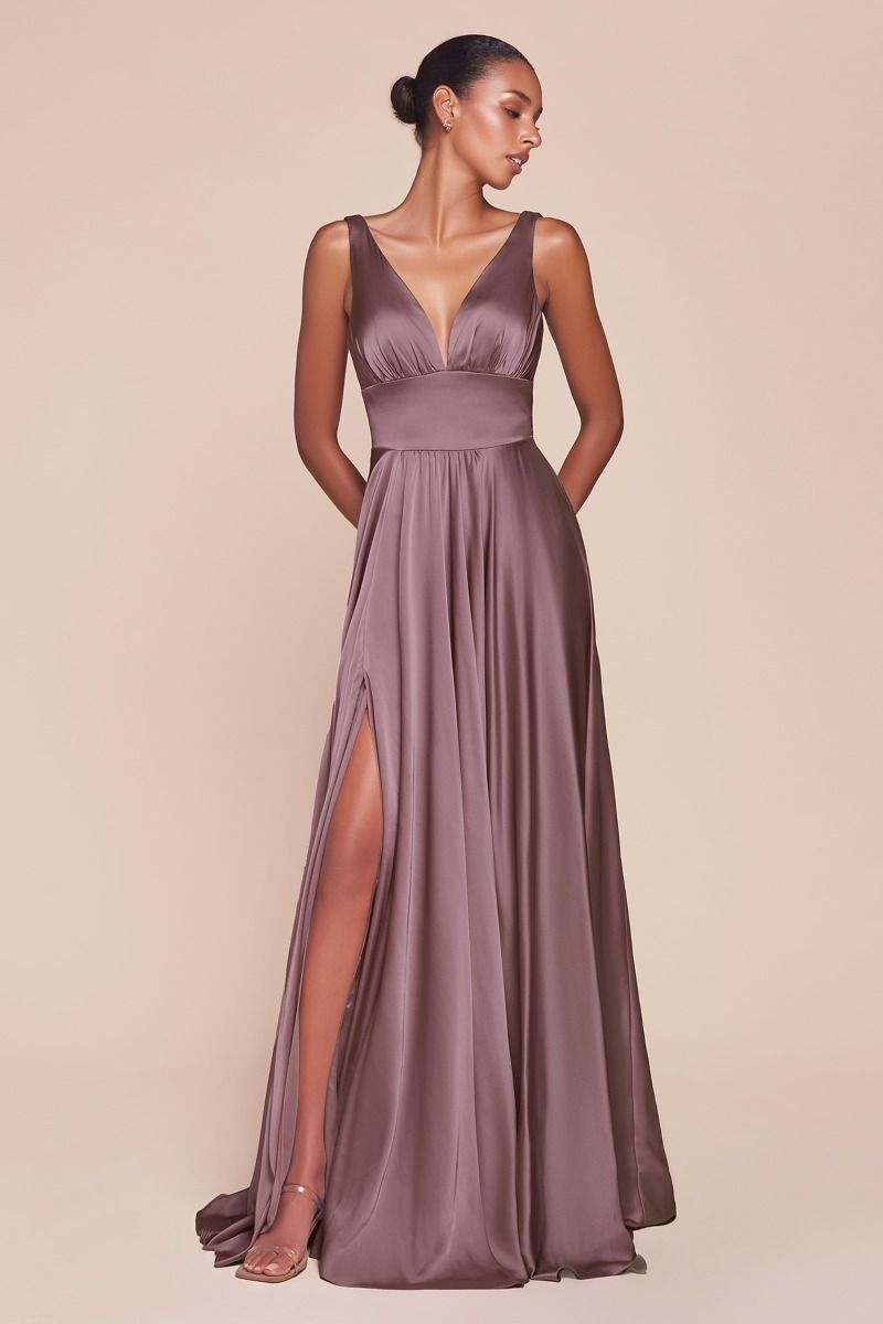 Kinsley Gown - English Violet Soft Satin A-Line Dress for Women | Elegant Evening Gowns for Weddings, Parties & Special Occasions