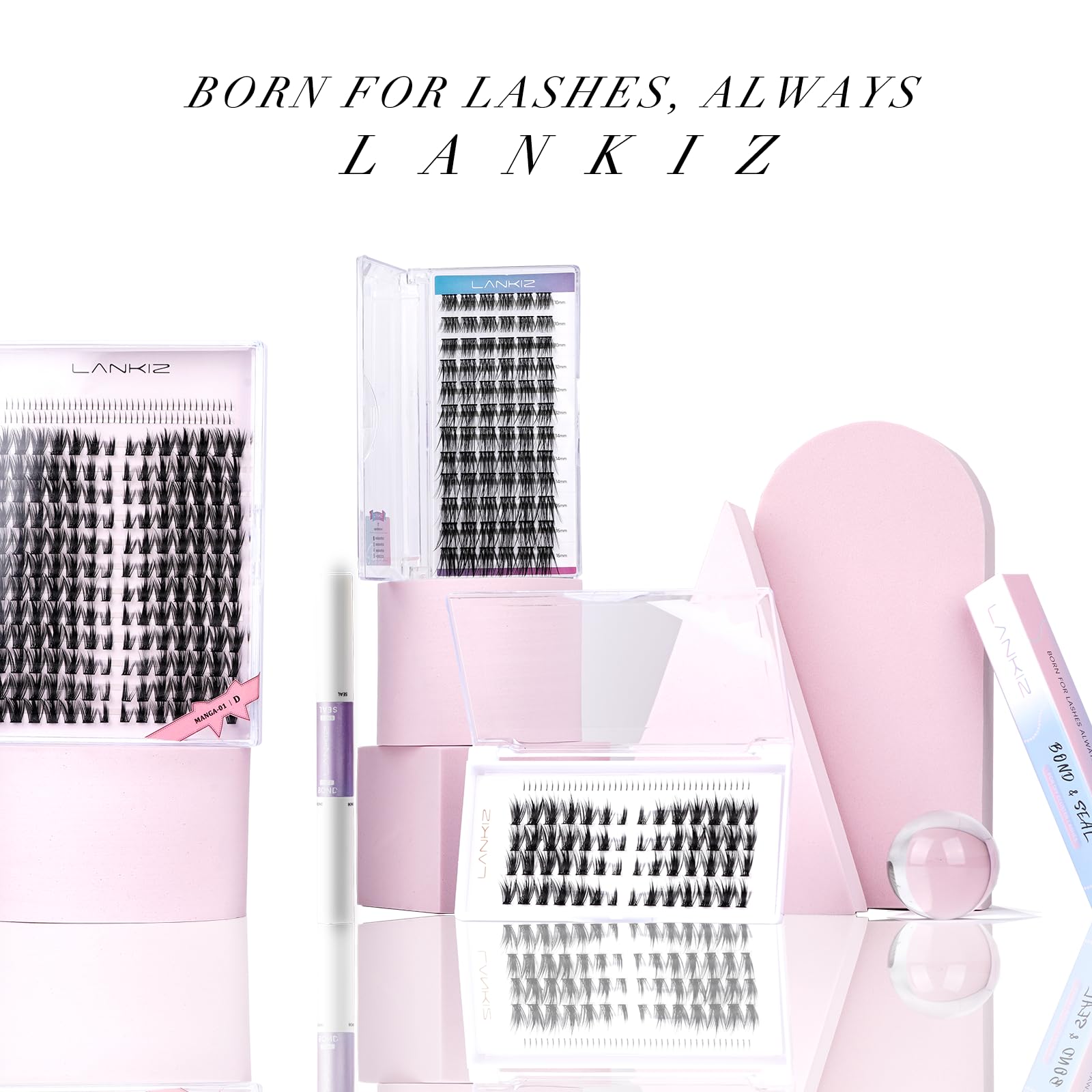 LANKIZ Manga Lashes - Natural Look False Eyelashes Clusters, D Curl Anime Lashes Extensions for Asian Eyes | Korean Makeup, Mink Wispy Fluffy Individual Lashes (Cluster-01 PLUS) - Perfect for Cosplay, Daily Wear & Special Occasions