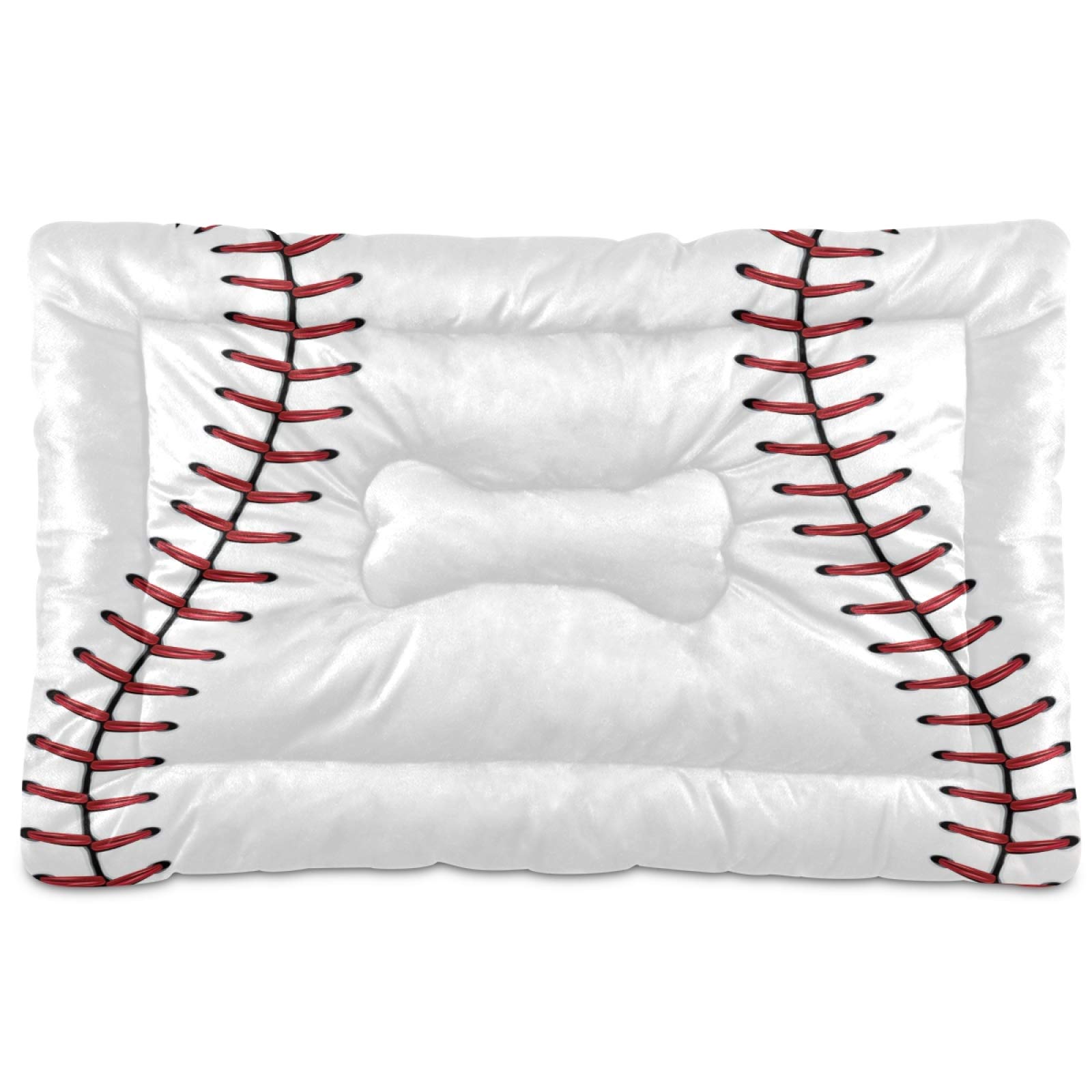 Blueangle Baseball Red Lace Dog Bed Cat Bed - Ultra Soft Rectangle Pet Bed for Small Medium Large Dogs (36