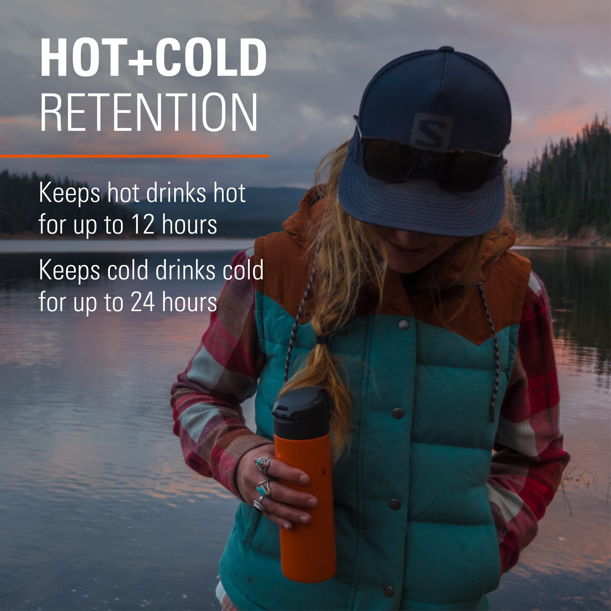 GSI Outdoors Microlite Vacuum-Insulated Stainless Steel Water Bottle 17oz - Leakproof & BPA Free for Camping, Hiking, Travel & Outdoor Adventures - Keeps Drinks Cold 24 Hours (Black)