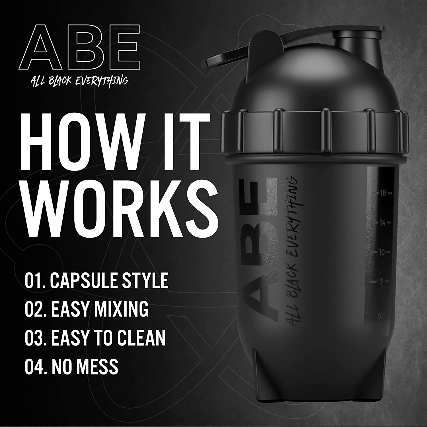 Applied Nutrition ABE Bullet Shaker 500ml - Premium Black Protein Shaker Bottle for Gym, Workouts & Post-Workout Recovery