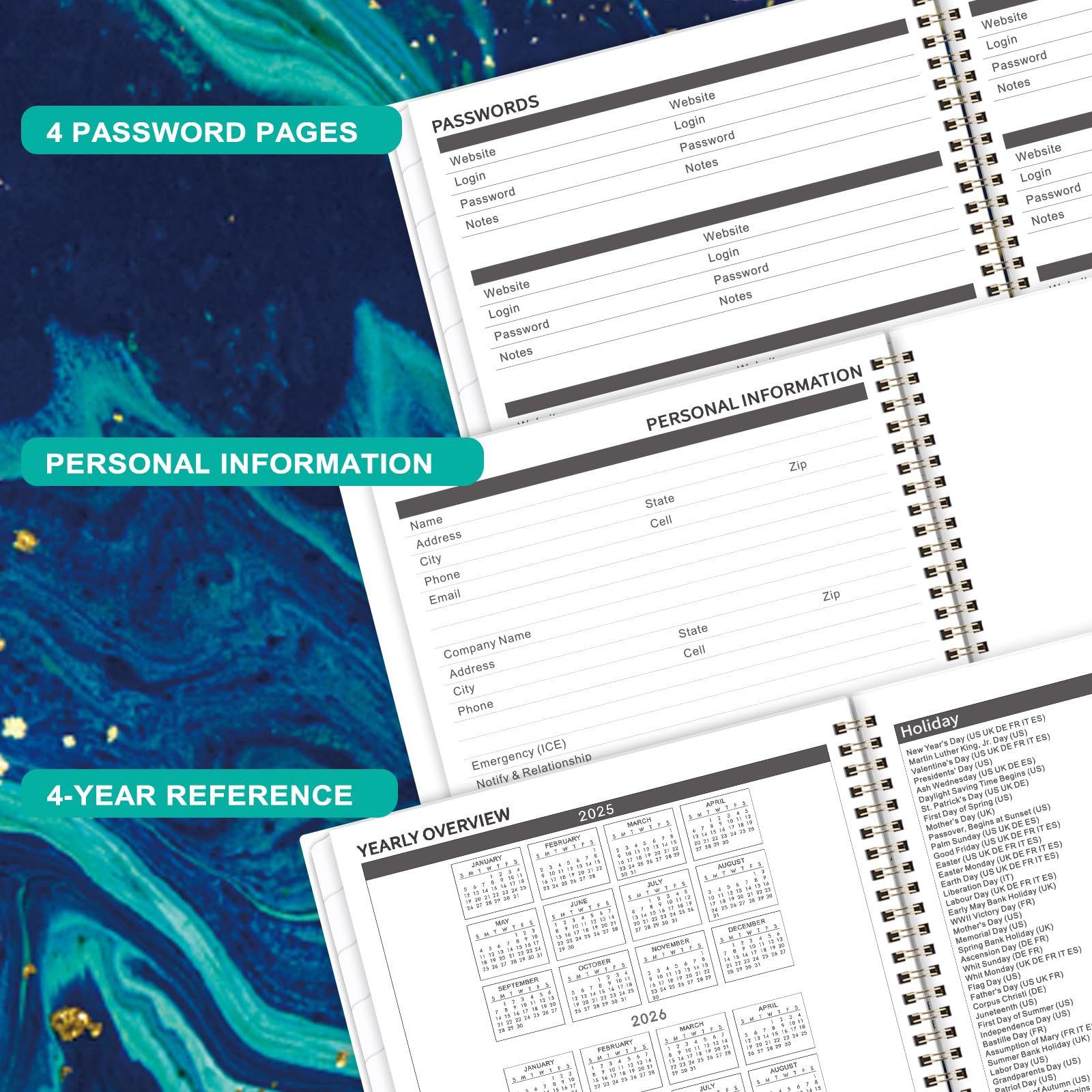 2025-2030 Monthly Planner Calendar | 5-Year Academic Planner from July 2025 to June 2030 | 9
