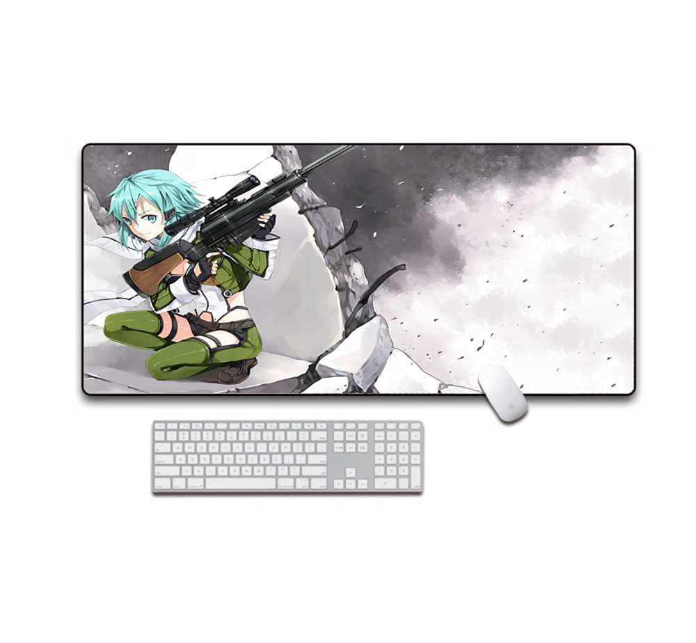 Vitality Beautiful Fighting Girl Shino Anime Gaming Mousepad - HD Sword Art Online Mouse Pad for PC & Laptop - Large Desk Mat (700x300mm) - Perfect for Gaming, Office Work & Anime Fans