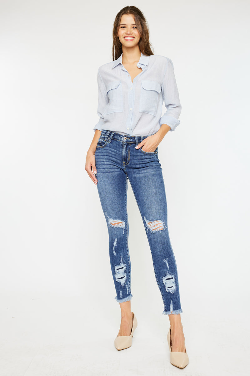 Trixie Mid Rise Ankle Skinny Jeans for Women - Stretch Denim Pants, Comfortable Slim Fit Jeans - Perfect for Casual Wear, Office Outfits & Date Nights