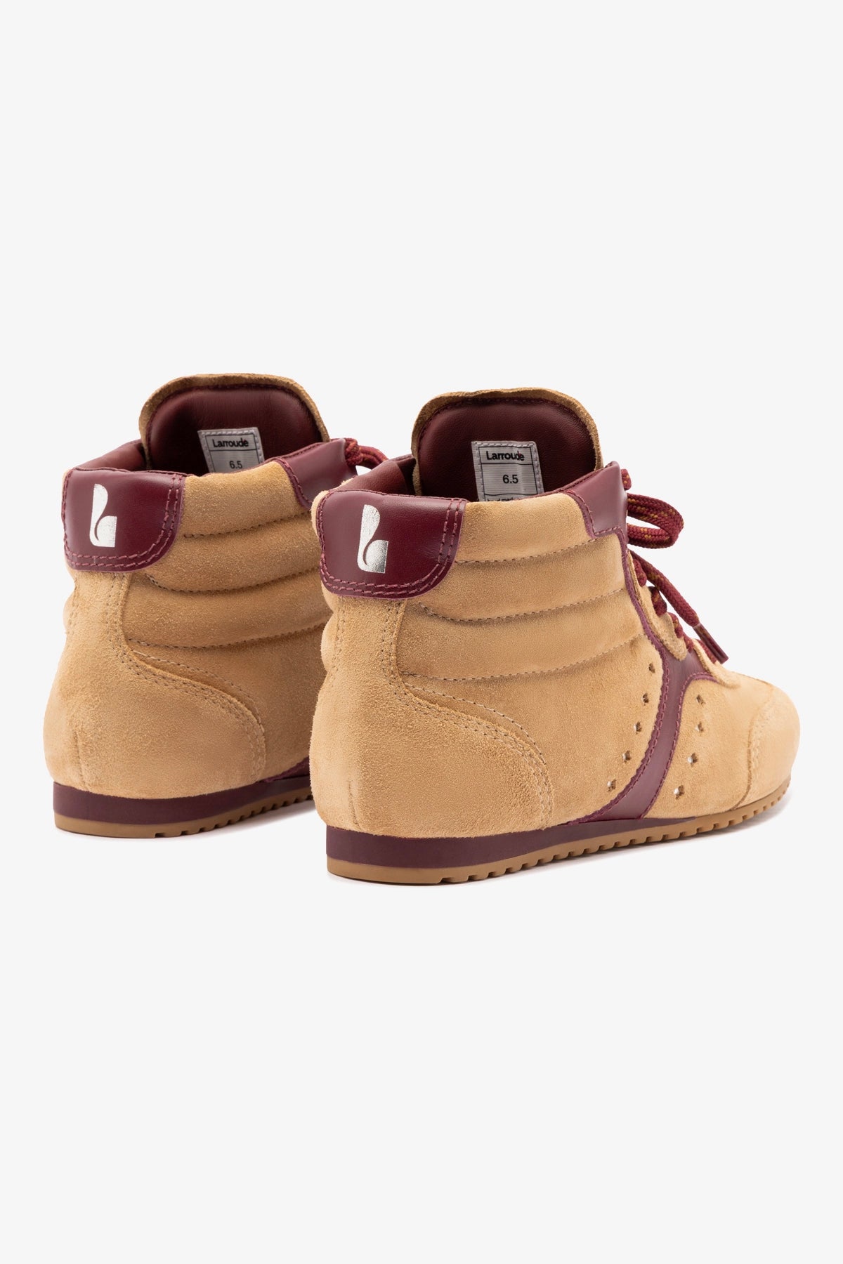 Stella Mid Sneaker in Peanut Suede & Burgundy Leather - Women's Casual Shoes for Walking, Work & Everyday Comfort