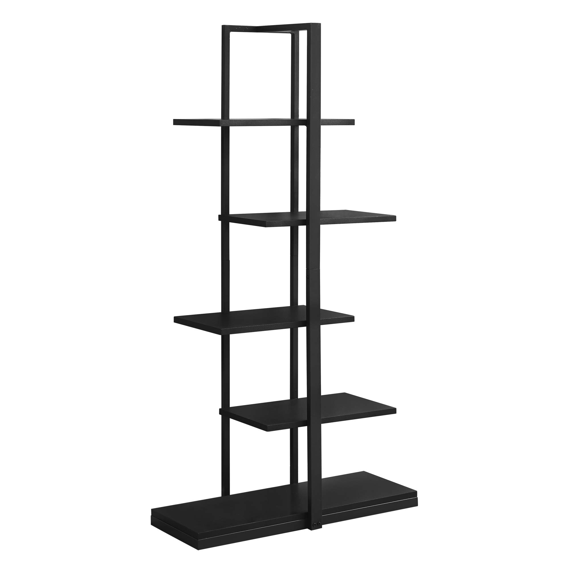 Ergode 60 Inch Tall Black Metal Bookcase - Modern Bookshelf for Living Room, Office & Bedroom Storage Organization