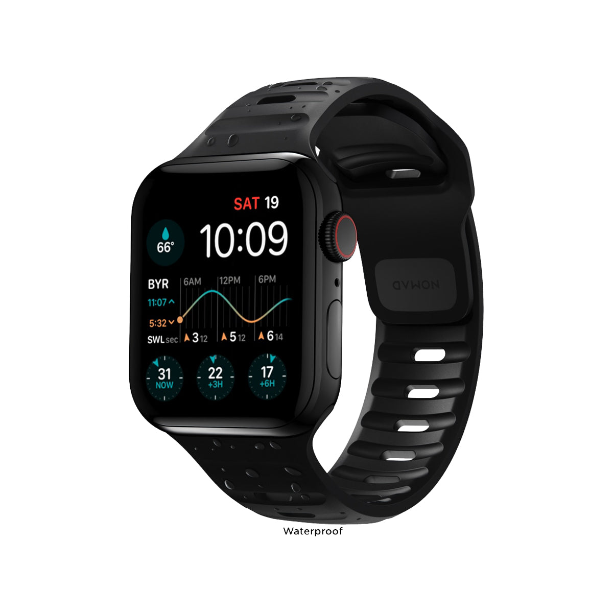 Nomad Sport Band for Apple Watch 45mm & 49mm - Durable & Comfortable Black Silicone Strap - Perfect for Running, Workouts & Everyday Wear