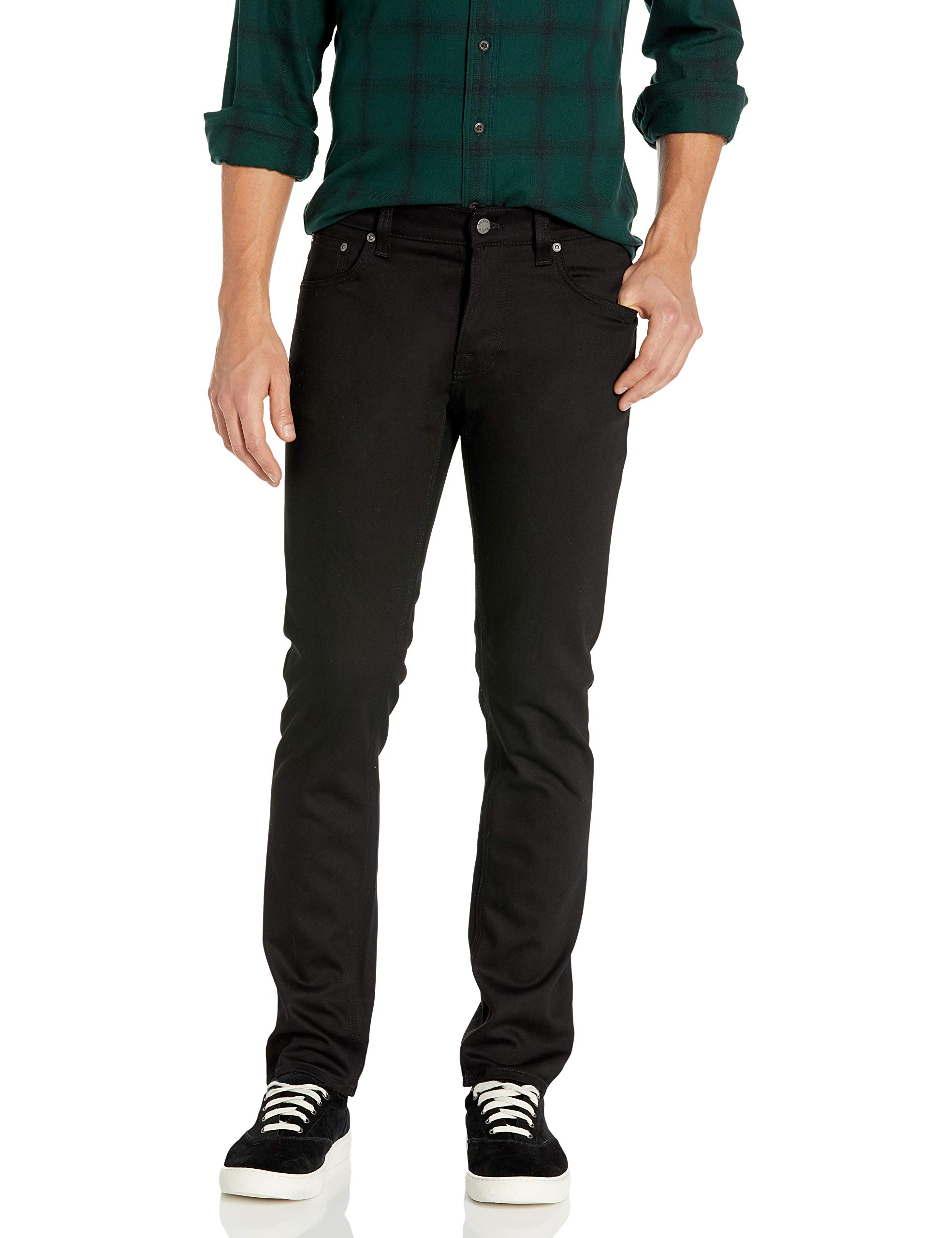 Nudie Jeans Men's Grim Tim Slim Fit Dry Cold Black Denim Jeans | Comfortable & Stylish for Casual Wear, Work & Night Out