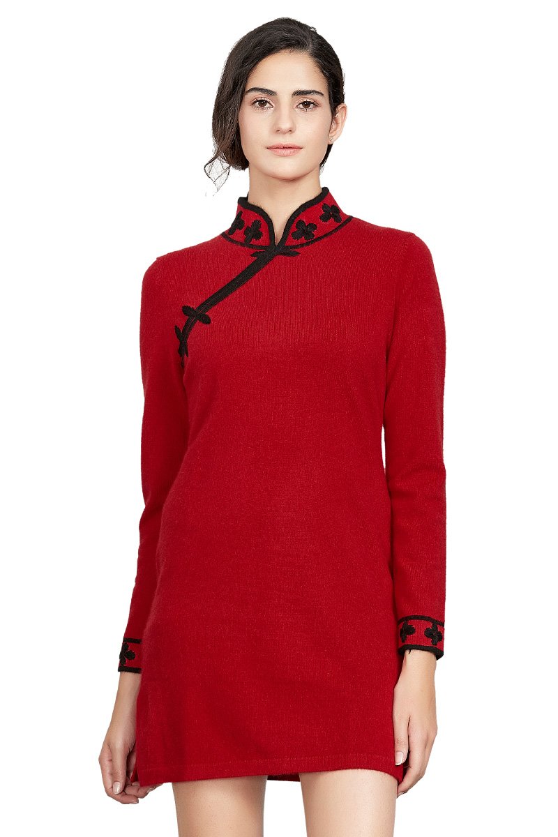 Zhili Women's 100% Pure Cashmere Brooke Shift Dress - Soft & Elegant Knitwear for Work, Parties & Special Occasions