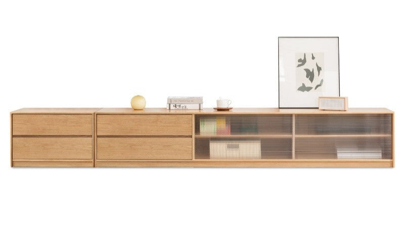 110.2x15.x15.7 inch/ 280x38x40сm/ Natural Wood color/ TV cabinet + side cabinet