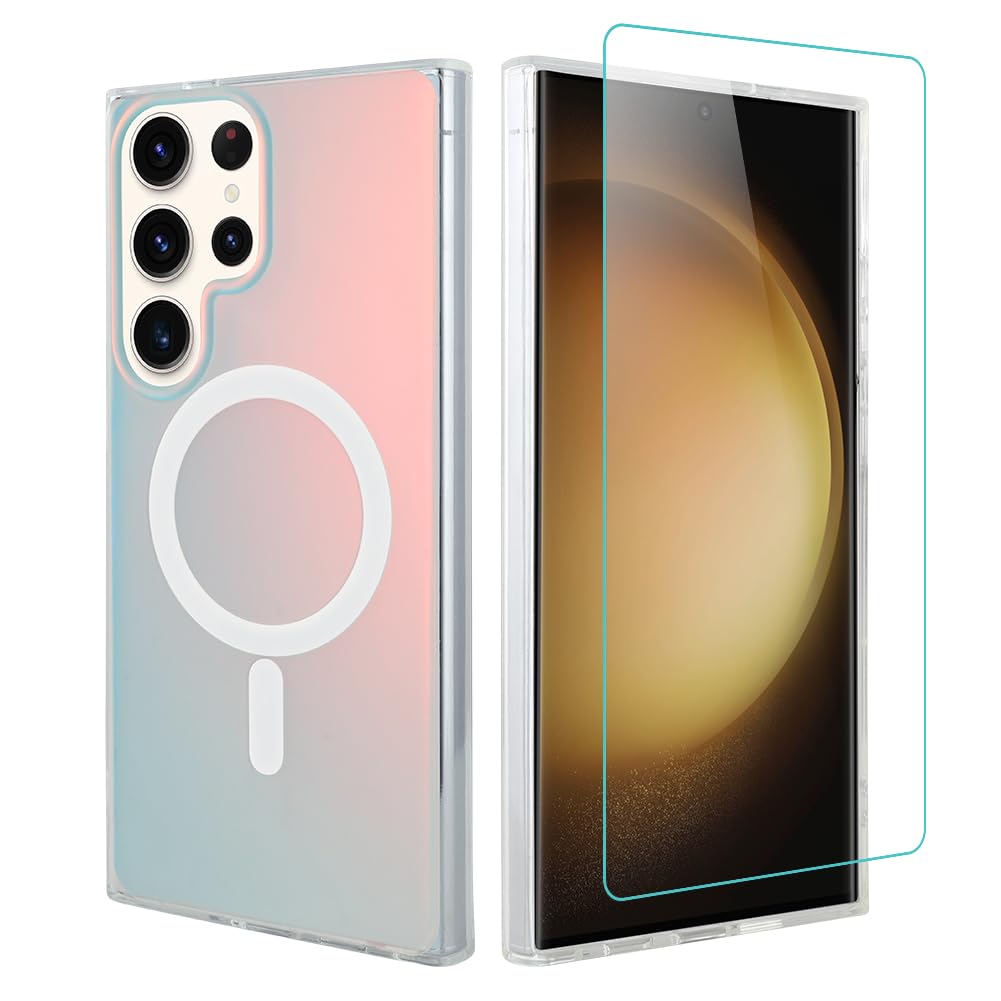 AIGOMARA Slim Shockproof Translucent Matte Phone Case for Samsung Galaxy S23 Ultra 6.8 Inch - Magsafe Compatible, Fluorescent Iridescent Design, Protective Cover for Women & Girls | Perfect for Daily Use, Work, and Outdoor Activities