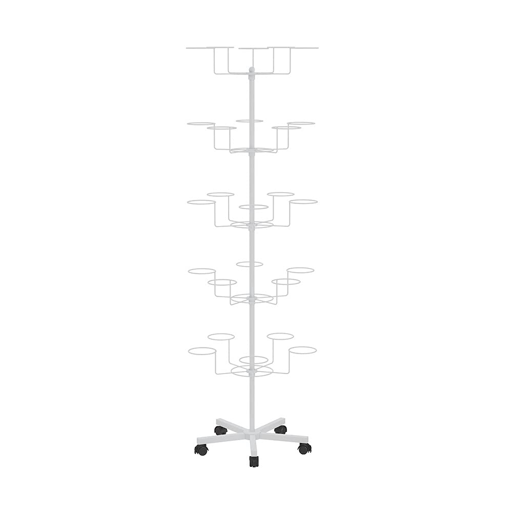 YYFANGYF Adjustable Floor-Mounted Hat Display Stand - Large Capacity Movable Cap Holder Rack with Iron Frame for Clothing Stores & Boutiques (White, 5-Tier) - Perfect for Retail Shop Organization & Hat Collection Display
