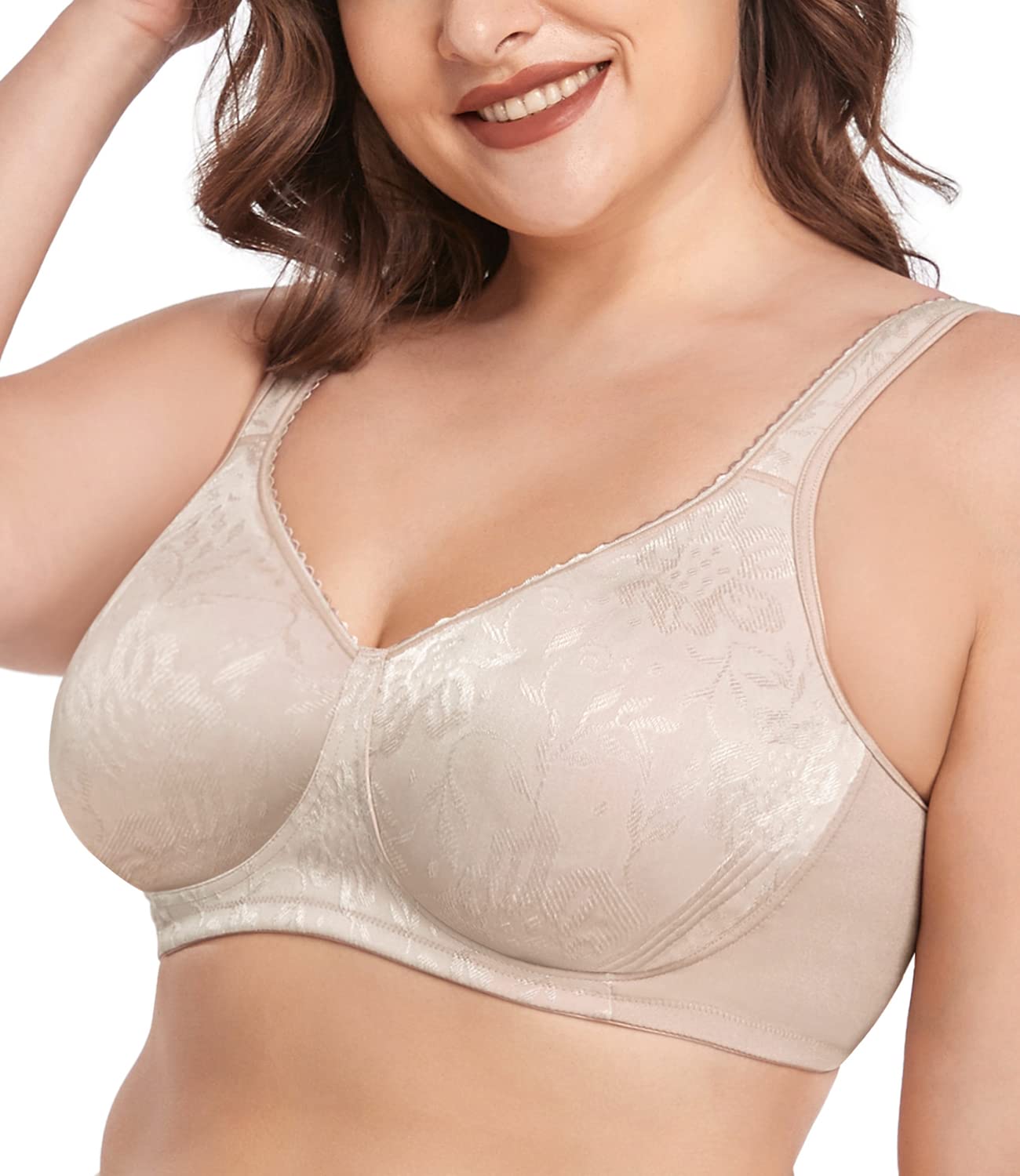 Wirarpa Women's Wireless Full Coverage Plus Size Minimizer Bras - Non Padded Comfort Soft Underwear Multipack for Everyday Wear & Workout Support
