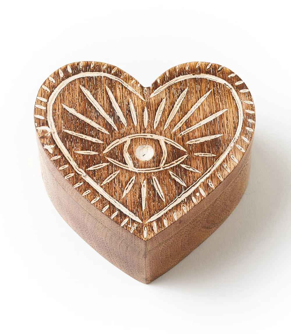 Evil Eye Heart Shaped Jewelry Box - Swivel Lid Keepsake Box for Necklaces, Rings & Small Treasures - Perfect for Gift Giving, Home Decor & Spiritual Protection