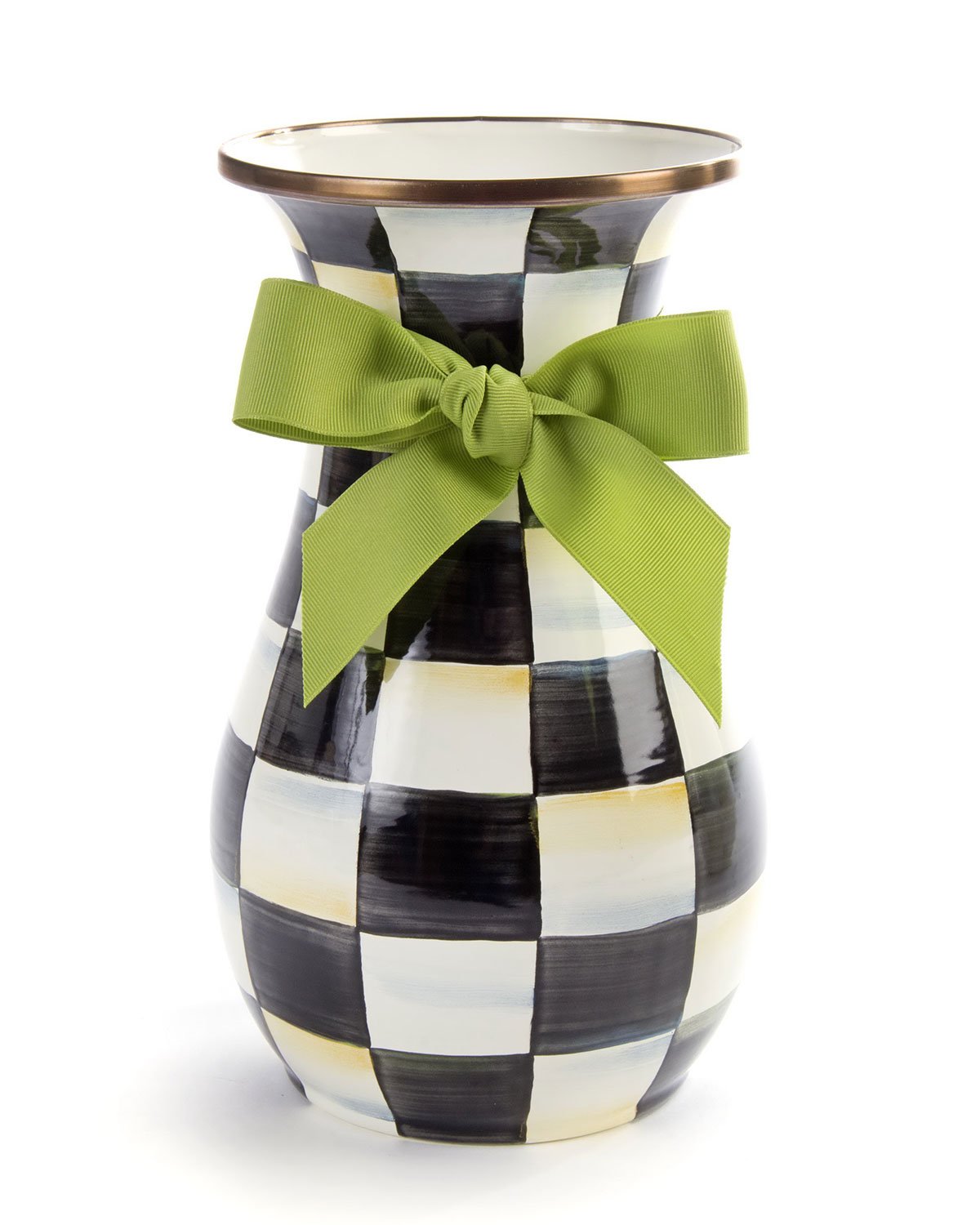 MacKenzie-Childs Courtly Check Enamel Vase - Tall Handcrafted Ceramic Flower Vase for Home Decor, Wedding Centerpiece & Luxury Gift