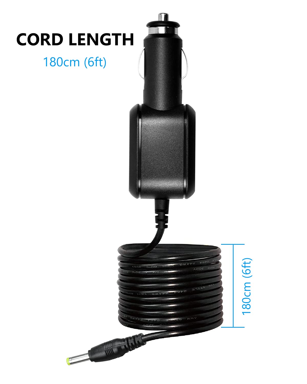 6 Ft Car Charger Adapter for Portable DVD Player - Replacement Cigarette Lighter Power Cord - Perfect for Road Trips & Family Travel Entertainment