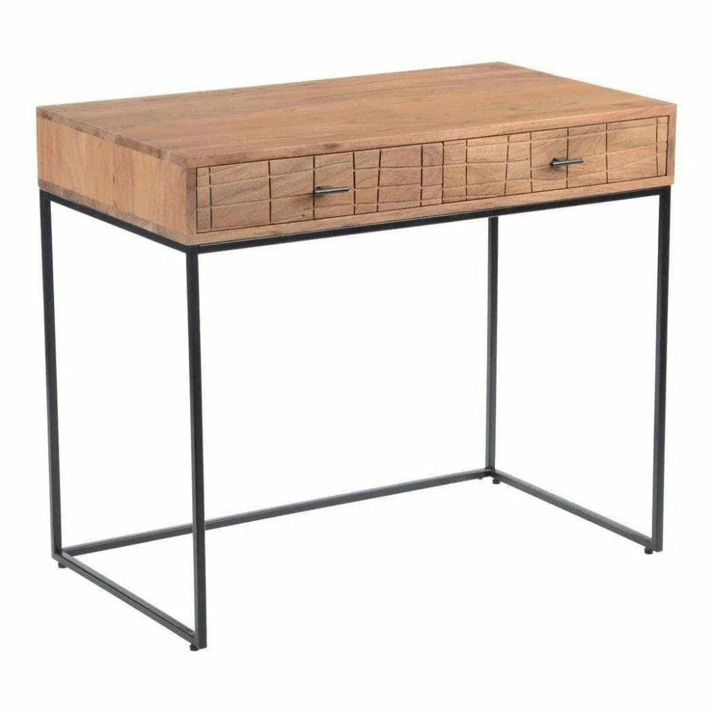 35.5 Inch Natural Wood Modern Writing Desk - Home Office, Study Room & Workspace Essential for Productivity