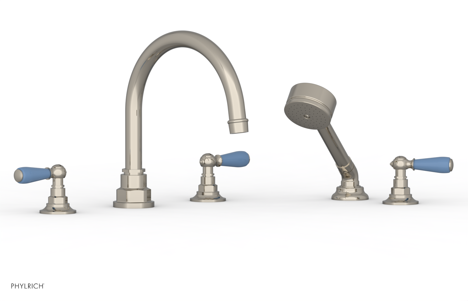 Jamestown Deck Tub Set with Hand Shower - Lever Handles & Light Blue Accents - 165