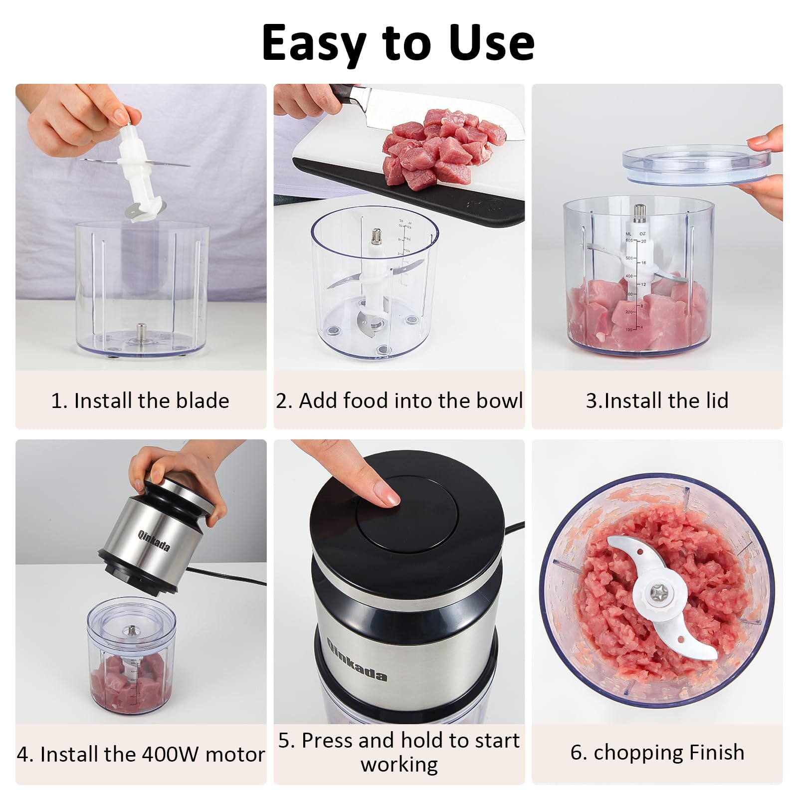 **Mini Food Processor 2.5 Cup (600ml) 400W Electric Blender & Chopper for Baby Food, Fruits, Vegetables, Meat – Perfect for Purees, Smoothies & Meal Prep (Silver)**    *(Ideal for busy parents, healthy eaters, and home chefs – great for making baby food, smoothies, dips, sauces, and quick meal prep!)*