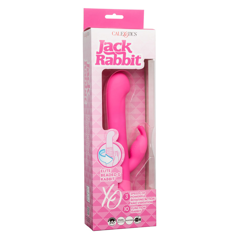Jack Rabbit Elite Rotating Beaded G-Spot Rabbit Vibrator - Dual Stimulation Clitoral & Vaginal Massager for Women - Perfect for Solo Play & Couples Intimacy