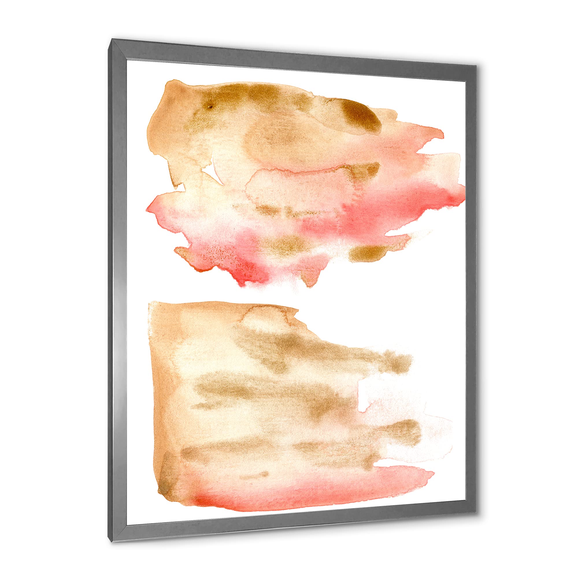 DesignQ Pink Gold Red Beige Abstract Clouds Modern Framed Wall Art - Perfect for Living Room, Bedroom & Office Decor