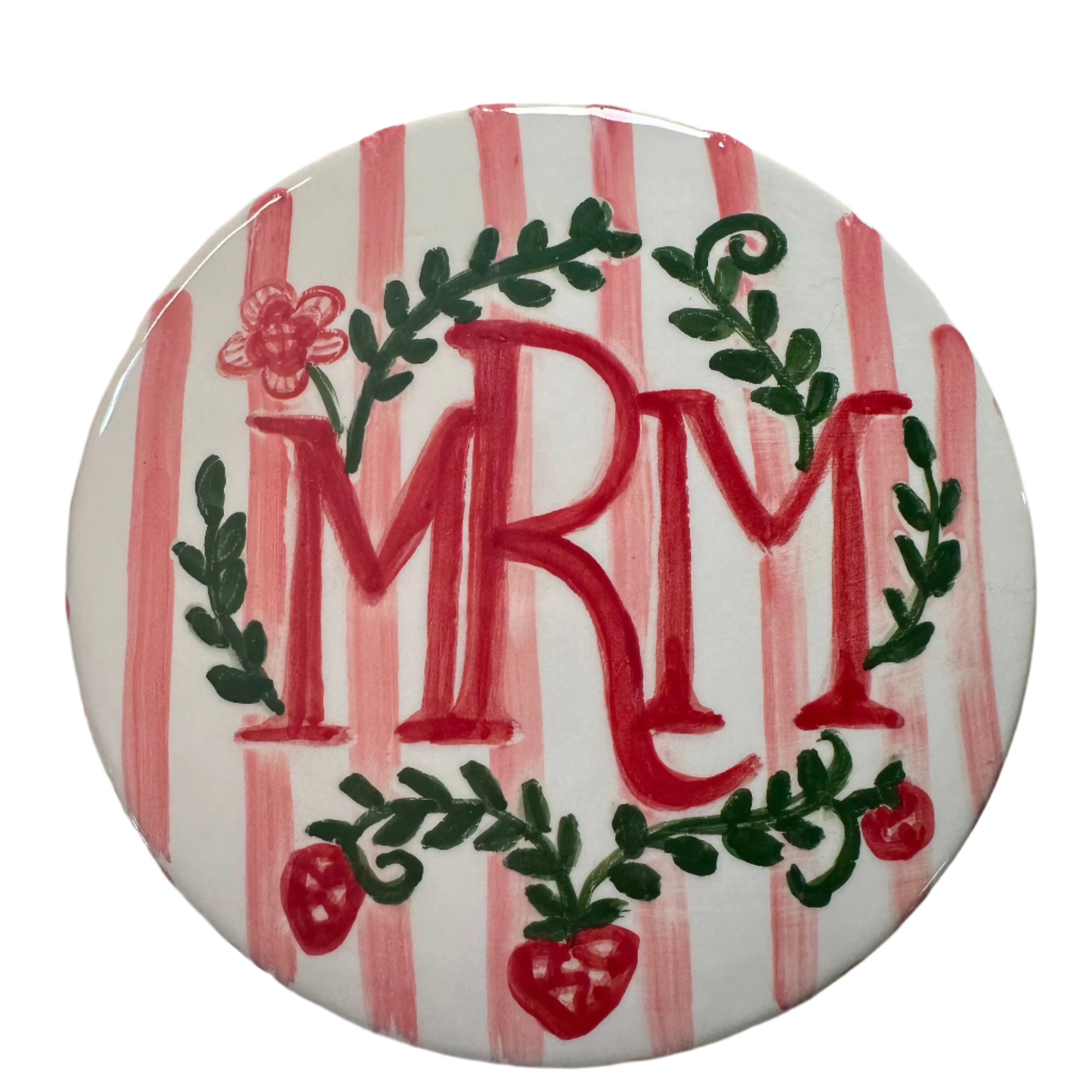 Round Keepsake Box with Stripes and Strawberries Design - Perfect for Jewelry Storage, Wedding Favors, and Home Decor