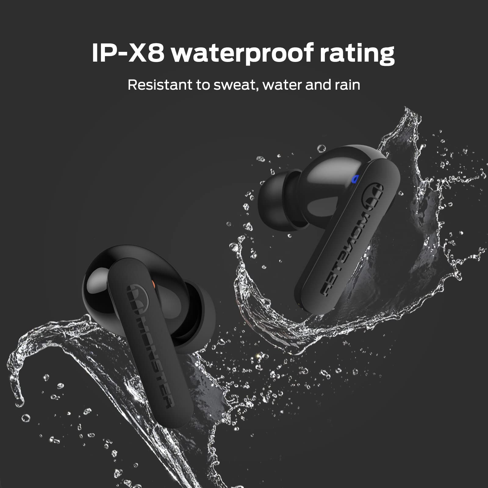 Monster Wireless Earbuds Bluetooth 5.3 Headphones with CVC 8.0 Noise Cancelling, IPX8 Waterproof in-Ear Stereo Earphones 60H Playtime, Fast Charging Bluetooth Earbuds for Running, Gym, Workout & Travel - Perfect for Sports Enthusiasts & Commuters