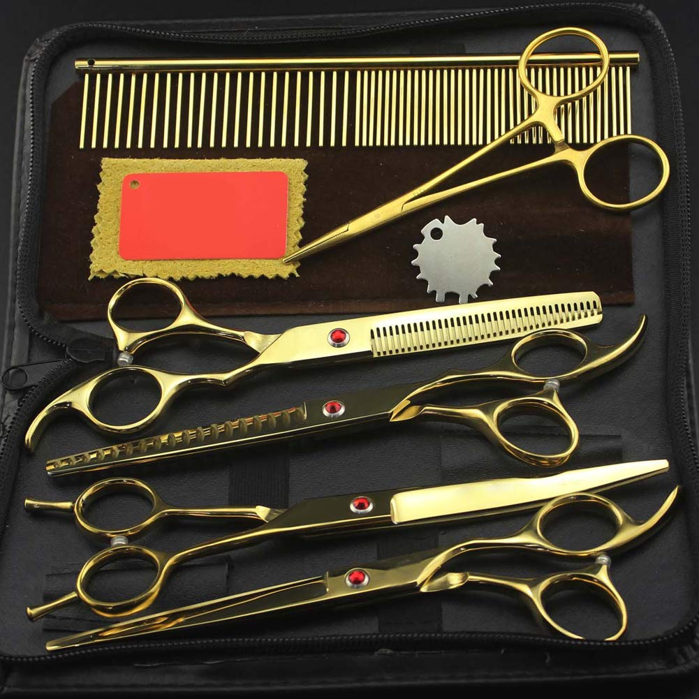 Professional Hair Cutting Scissors Shears - 7 Inch Salon Barber Styling Thinning Shears with Comb - Sharp Stainless Steel Hairdressing Tools for Salon, Home & DIY Haircuts